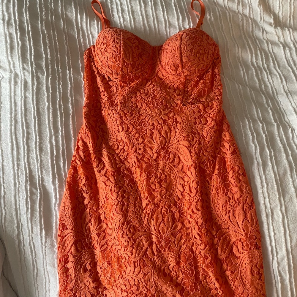 Coral, lace bebe dress size small